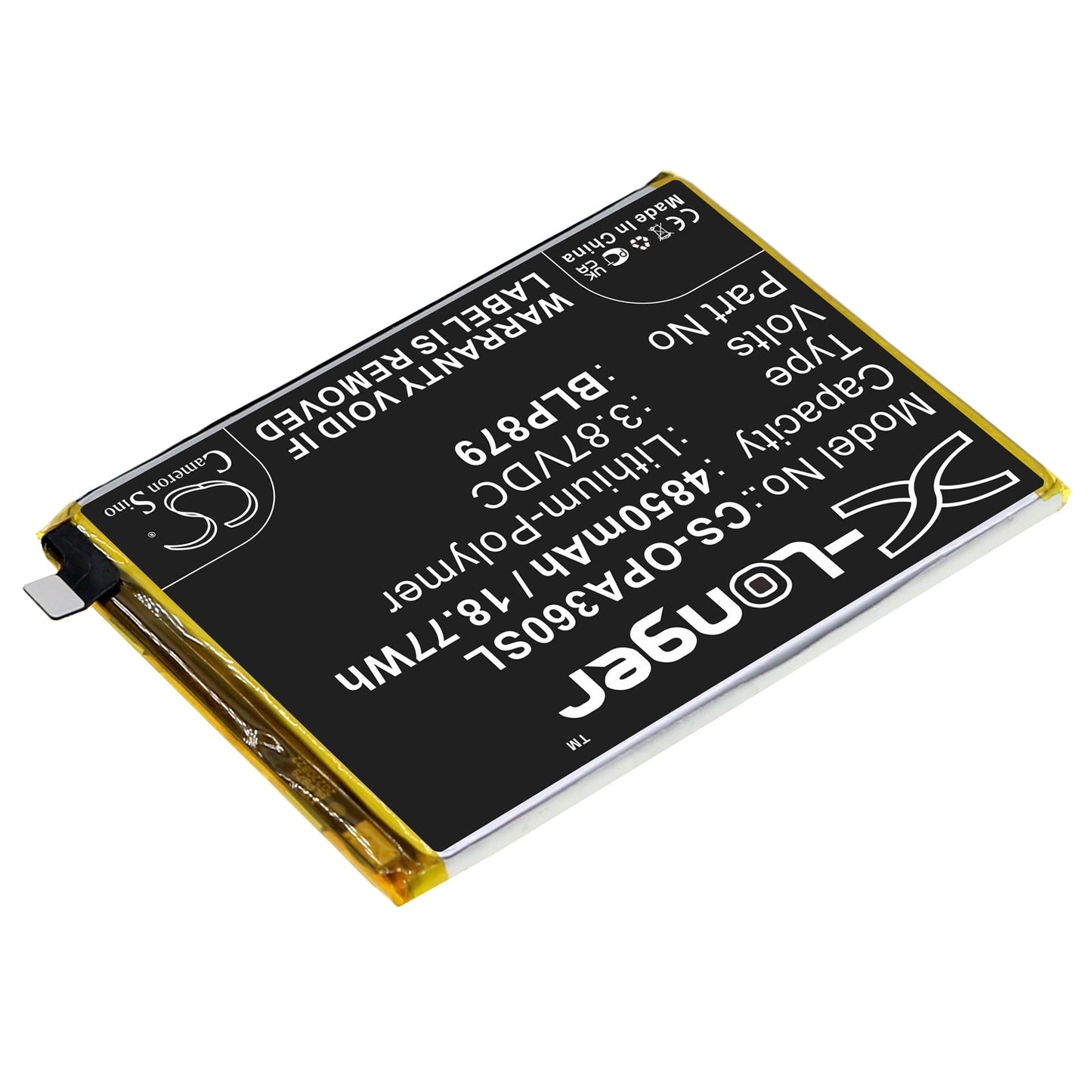 Replacement Battery for OPPO  A36 – Mobile, SmartPhone – 4850mAh / 18.77Wh / 3.87V