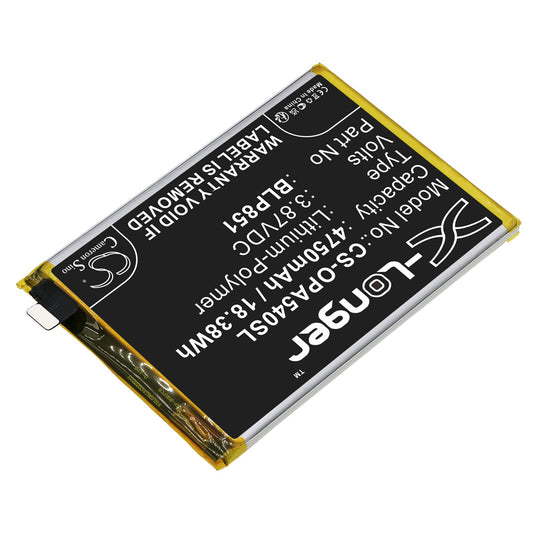 Replacement Battery for OPPO  A54 5G – Mobile, SmartPhone – 4750mAh / 18.38Wh / 3.87V