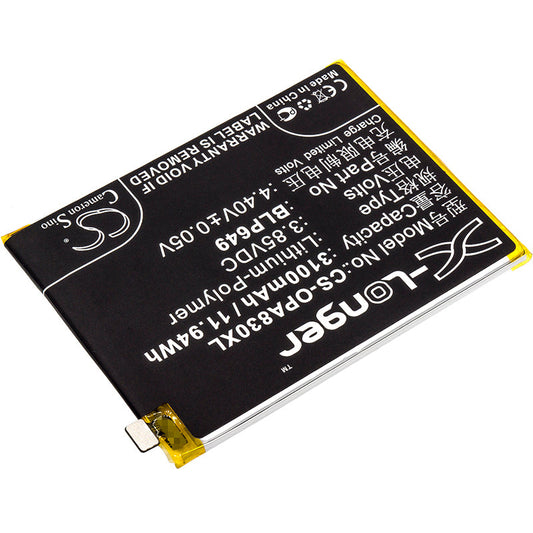 Replacement Battery for OPPO  A1 Dual SIM – Mobile, SmartPhone – 3100mAh / 11.94Wh / 3.85V