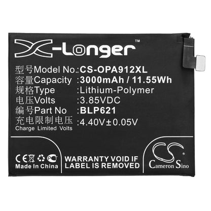 Replacement Battery for OPPO  CPH1607 – Mobile, SmartPhone – 3000mAh / 11.55Wh / 3.85V
