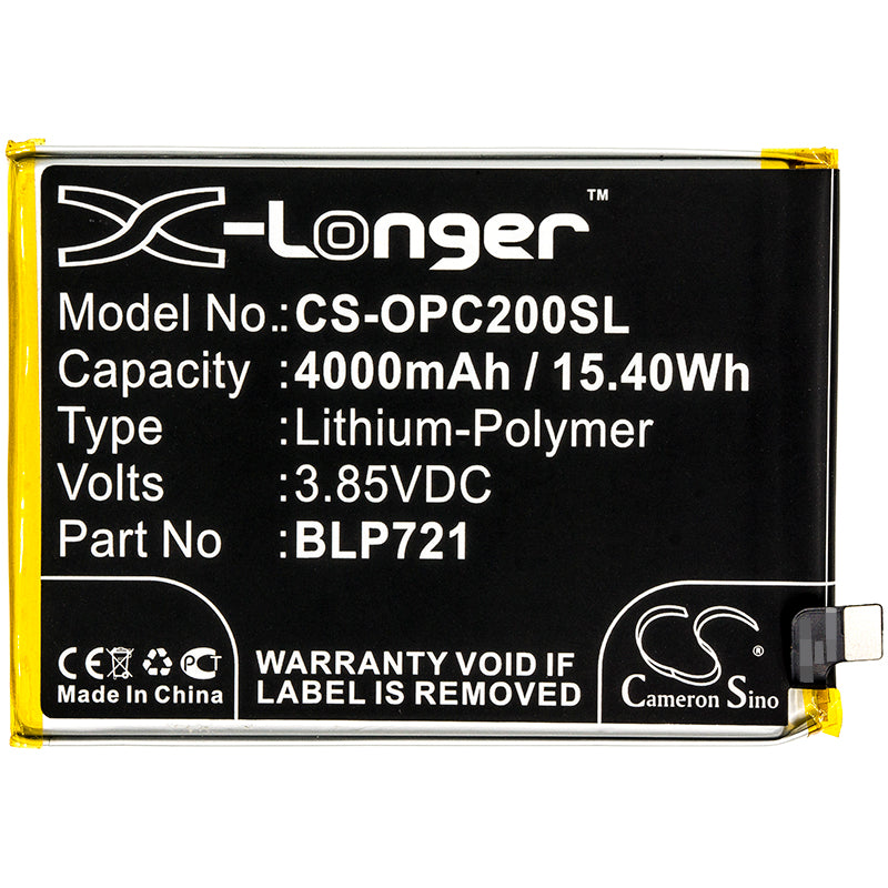 Replacement Battery for OPPO  R1941 – Mobile, SmartPhone – 4000mAh / 15.40Wh / 3.85V