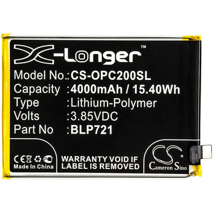 Replacement Battery for OPPO  R1941 – Mobile, SmartPhone – 4000mAh / 15.40Wh / 3.85V