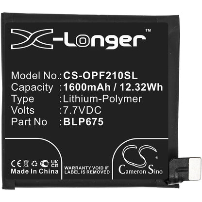 Replacement Battery for OPPO  CPH1871 – Mobile, SmartPhone – 1600mAh / 12.32Wh / 7.7V