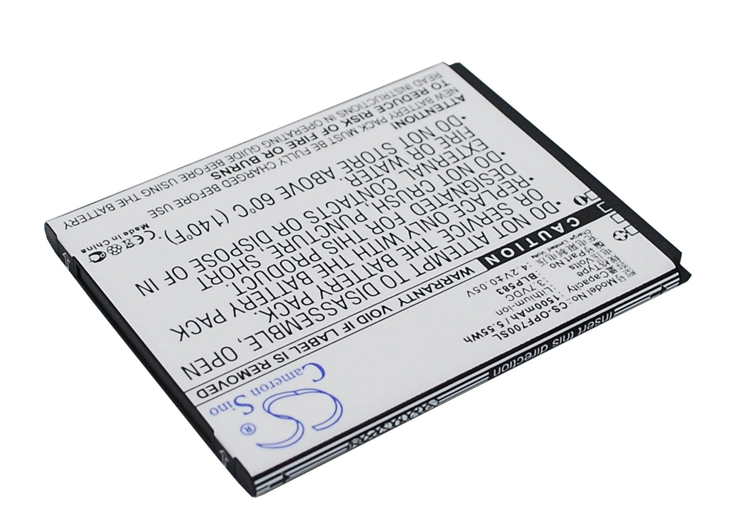 Replacement Battery for OPPO  1105 – Mobile, SmartPhone – 1500mAh / 5.55Wh / 3.7V