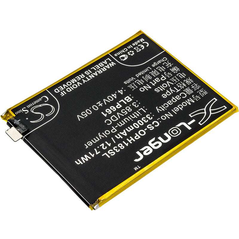 Replacement Battery for OPPO  A3 – Mobile, SmartPhone – 3300mAh / 12.71Wh / 3.85V