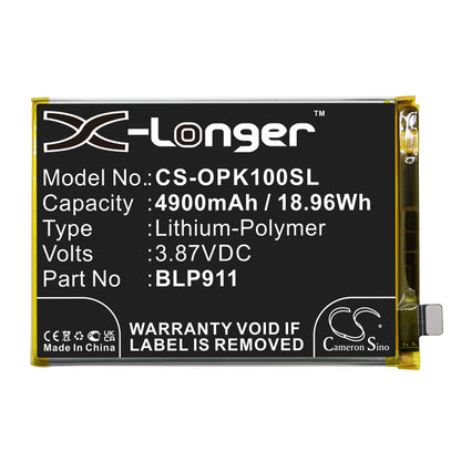 Replacement Battery for OPPO  CPH2373 – Mobile, SmartPhone – 4900mAh / 18.96Wh / 3.87V
