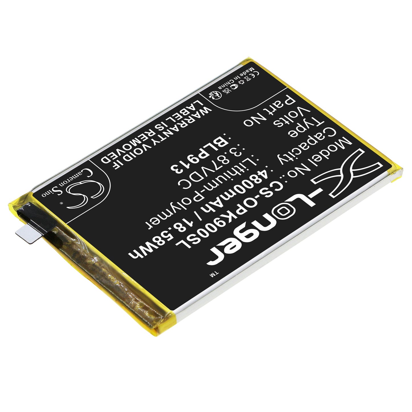 Replacement Battery for OPPO  K9X – Mobile, SmartPhone – 4800mAh / 18.58Wh / 3.87V