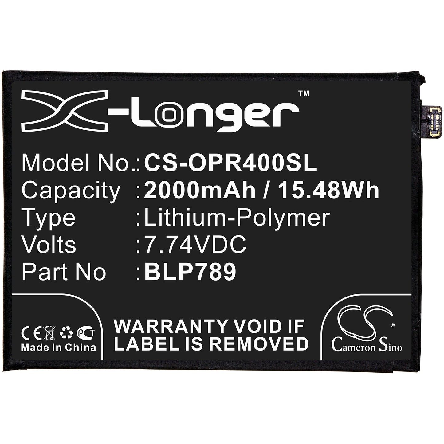 Replacement Battery for OPPO  CPH2091 – Mobile, SmartPhone – 2000mAh / 15.48Wh / 7.74V