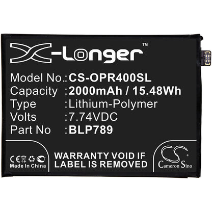 Replacement Battery for OPPO  CPH2091 – Mobile, SmartPhone – 2000mAh / 15.48Wh / 7.74V