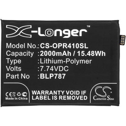 Replacement Battery for OPPO  CPH2109 – Mobile, SmartPhone – 2000mAh / 15.48Wh / 7.74V