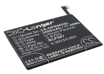 Replacement Battery for OPPO  R6607 – Mobile, SmartPhone – 3000mAh / 11.40Wh / 3.8V