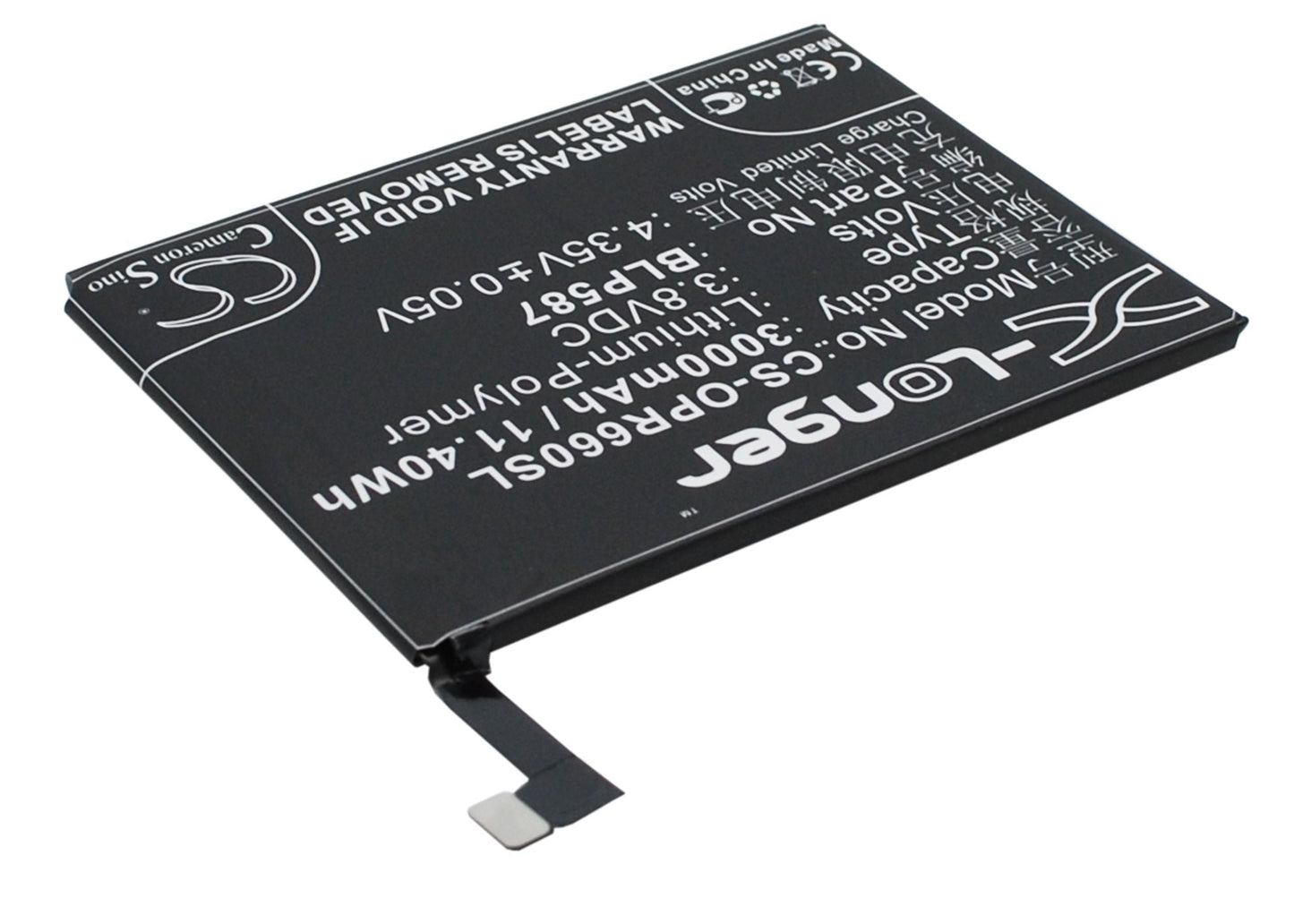 Replacement Battery for OPPO  R6607 – Mobile, SmartPhone – 3000mAh / 11.40Wh / 3.8V