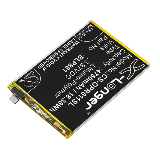Replacement Battery for OPPO  Reno 4SE – Mobile, SmartPhone – 4750mAh / 18.38Wh / 3.87V