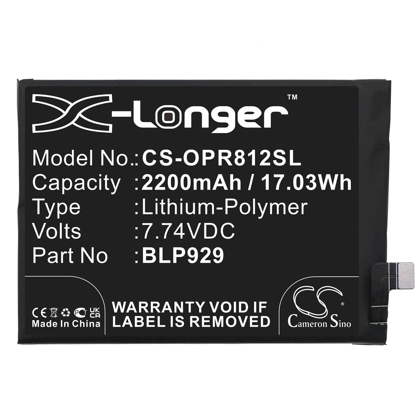 Replacement Battery for OPPO  PFZM10 – Mobile, SmartPhone – 2200mAh / 17.03Wh / 7.74V