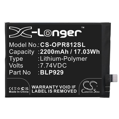Replacement Battery for OPPO  PFZM10 – Mobile, SmartPhone – 2200mAh / 17.03Wh / 7.74V