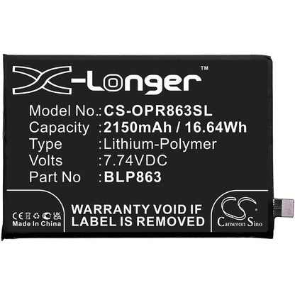 Replacement Battery for OPPO  CPH2235 – Mobile, SmartPhone – 2150mAh / 16.64Wh / 7.74V