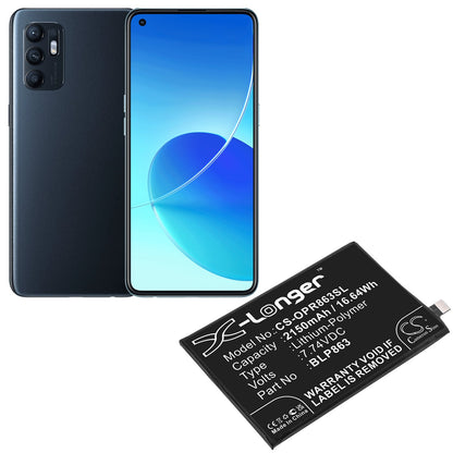 Replacement Battery for OPPO  CPH2235 – Mobile, SmartPhone – 2150mAh / 16.64Wh / 7.74V