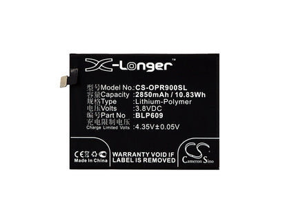 Replacement Battery for OPPO  F1 Plus – Mobile, SmartPhone – 2850mAh / 10.83Wh / 3.8V