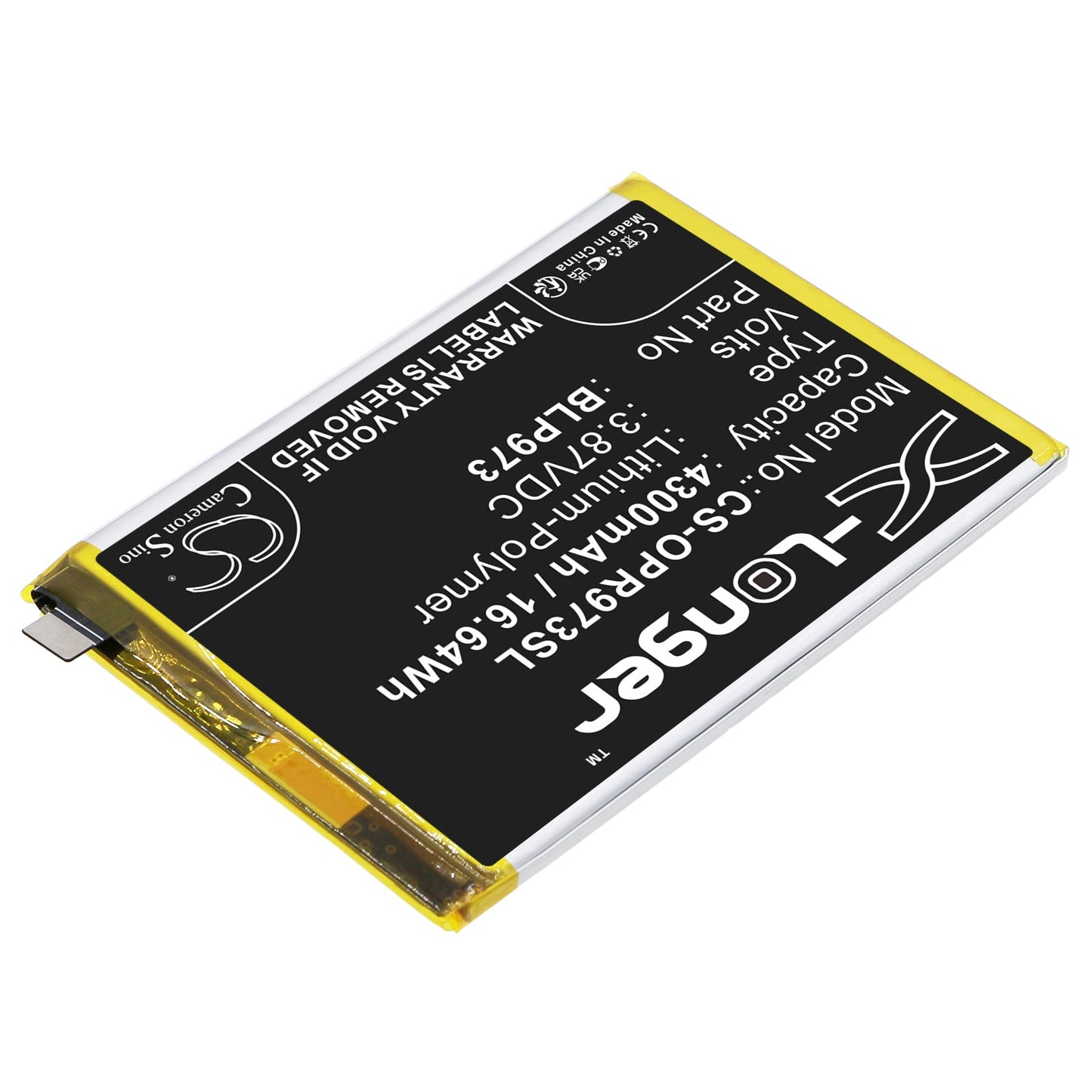 Replacement Battery for OPPO  PGX110 – Mobile, SmartPhone – 4300mAh / 16.64Wh / 3.87V