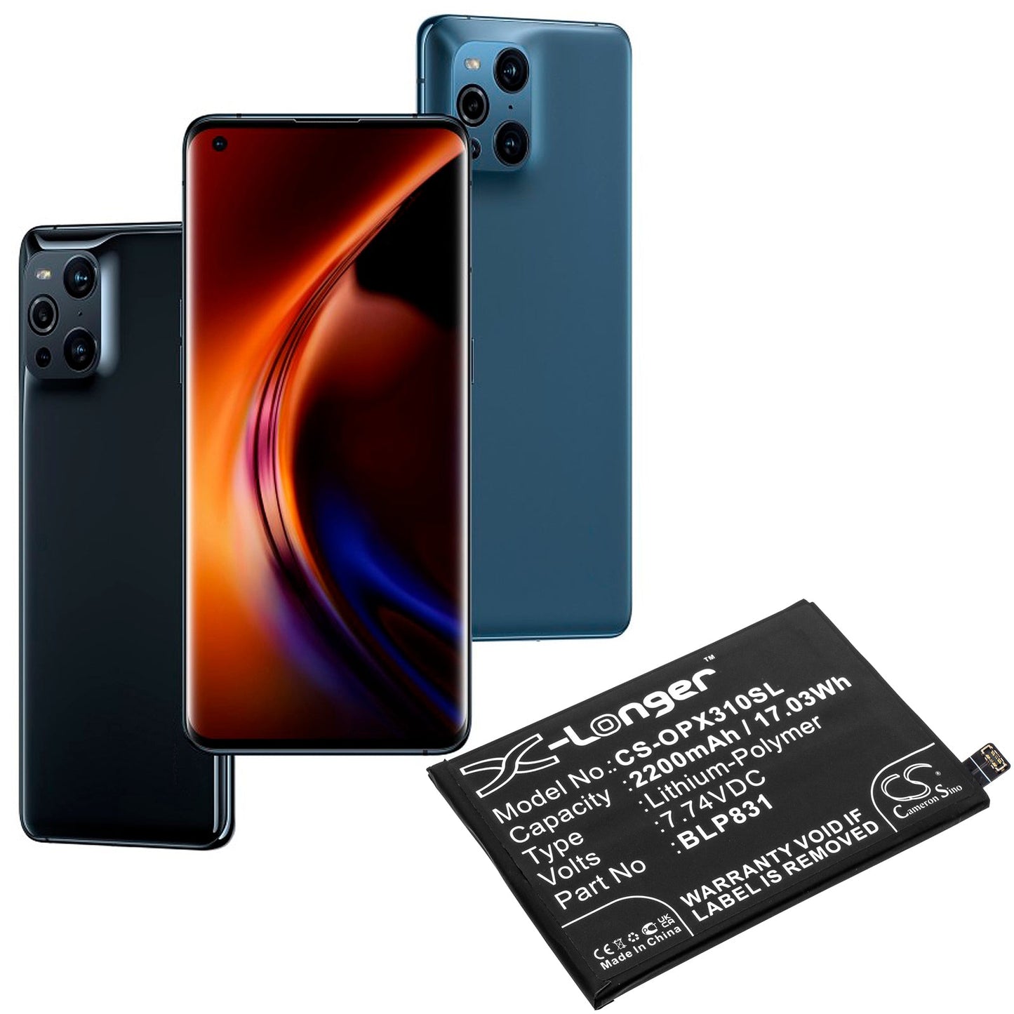 Replacement Battery for OPPO  CPH2173 – Mobile, SmartPhone – 2200mAh / 17.03Wh / 7.74V