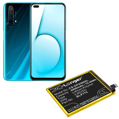 Replacement Battery for OPPO  Realme X50 5G – Mobile, SmartPhone – 4000mAh / 15.40Wh / 3.85V