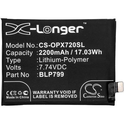 Replacement Battery for OPPO  R2121 – Mobile, SmartPhone – 2200mAh / 17.03Wh / 7.74V