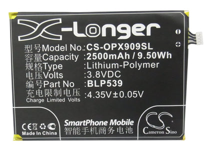 Replacement Battery for OPPO  Find 5 – Mobile, SmartPhone – 2500mAh / 9.50Wh / 3.8V