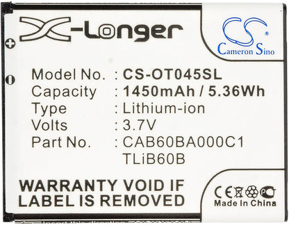 Replacement Battery for TCL  J210 – Mobile, SmartPhone – 1450mAh / 5.36Wh / 3.7V