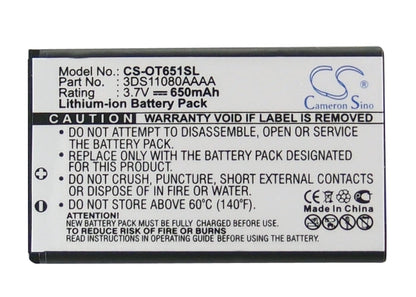 Replacement Battery for Alcatel  Lollipops – Mobile, SmartPhone – 650mAh / 2.41Wh / 3.7V