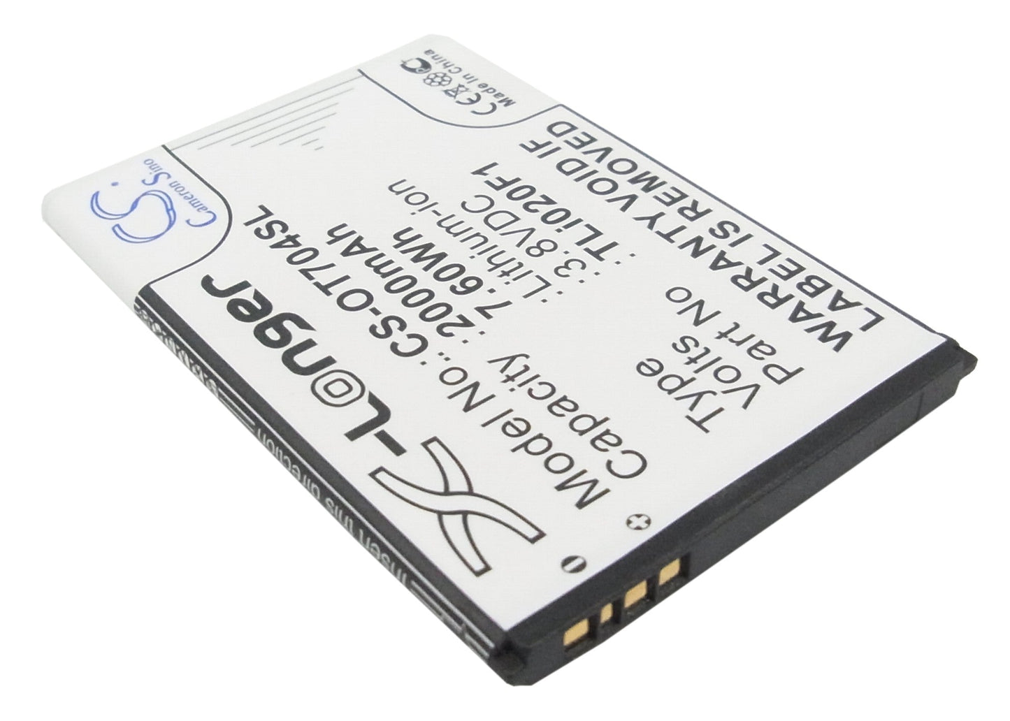 Replacement Battery for Vodafone  Smart turbo 7 – Mobile, SmartPhone – 2000mAh / 7.60Wh / 3.8V