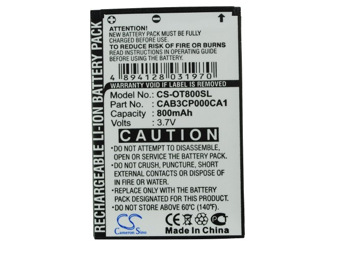 Replacement Battery for TCL  E59 – Mobile, SmartPhone – 800mAh/2.96Wh / 3.7V