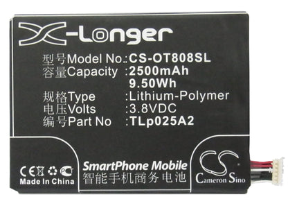 Replacement Battery for Alcatel  7046T – Mobile, SmartPhone – 2500mAh / 9.50Wh / 3.8V