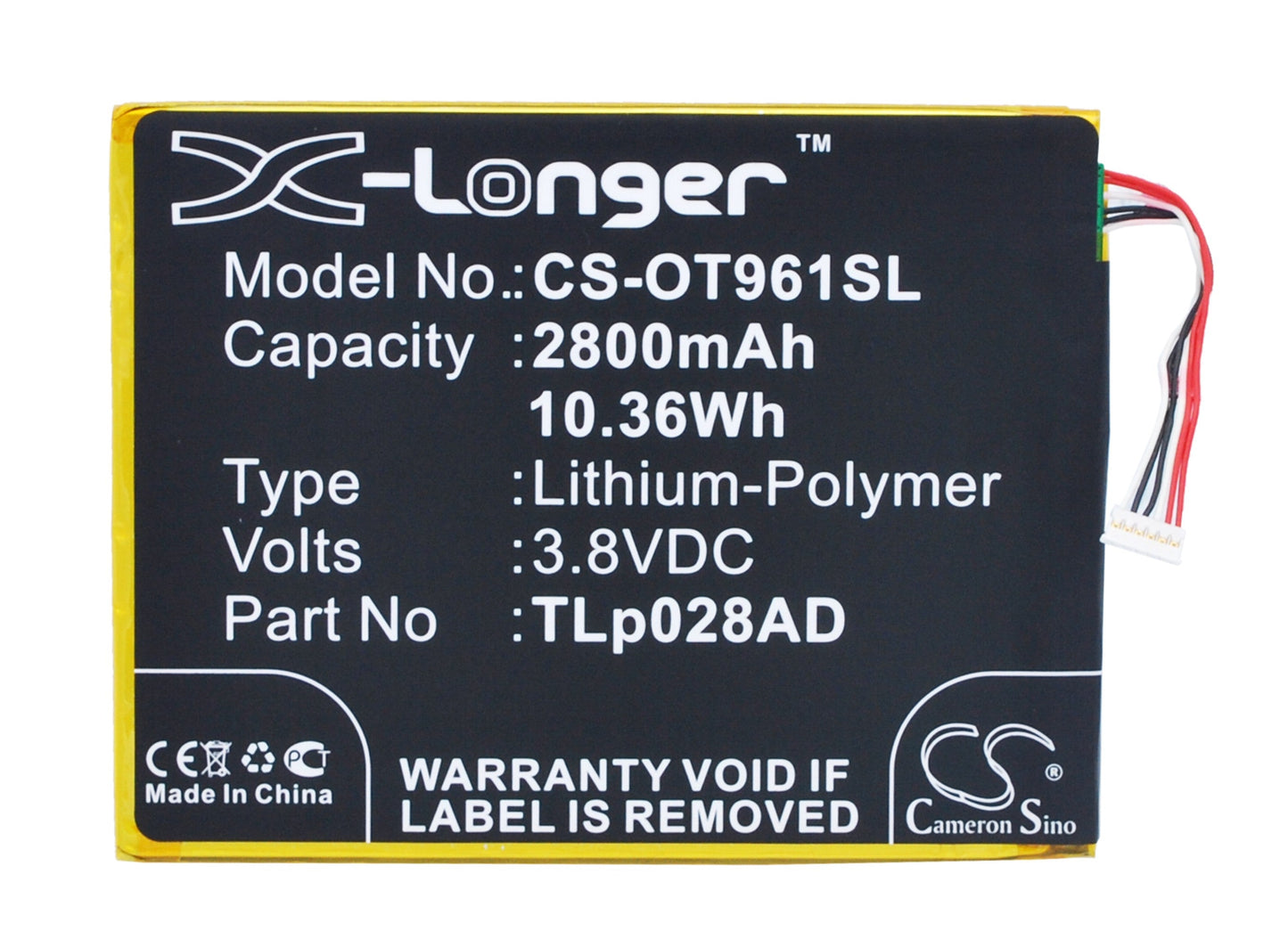 Replacement Battery for Alcatel  One Touch Pixi 7 – Mobile, SmartPhone – 2800mAh / 10.64Wh / 3.8V