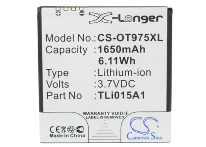 Replacement Battery for Vodafone  975N – Mobile, SmartPhone – 1650mAh / 6.11Wh / 3.7V