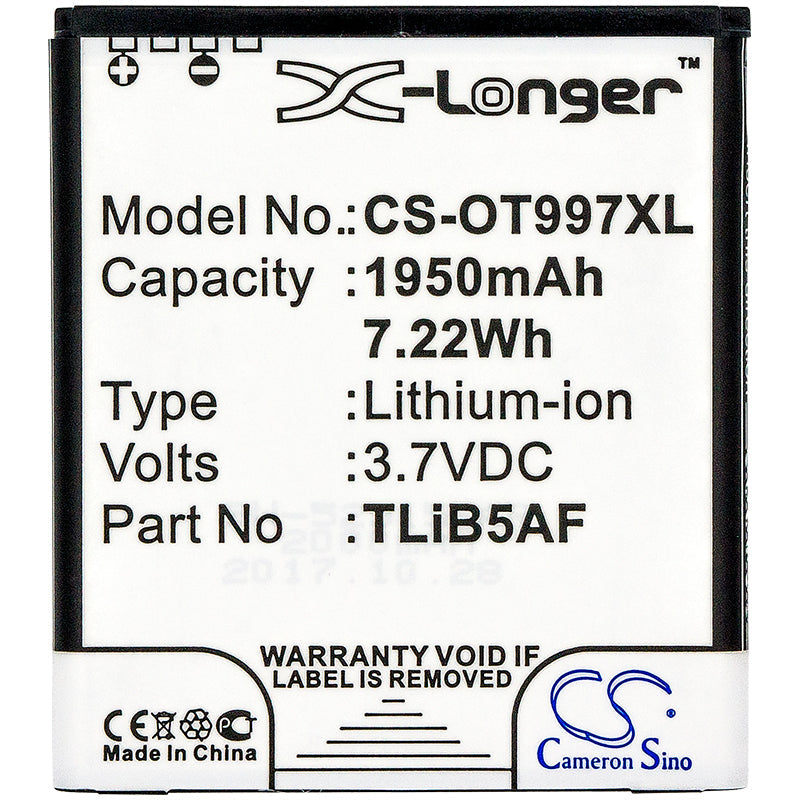 Replacement Battery for Alcatel  Linkzone 41 – Mobile, SmartPhone – 1950mAh / 7.22Wh / 3.7V