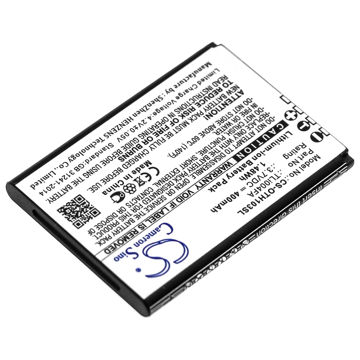 Replacement Battery for Alcatel  OneTouch 1013X – Mobile, SmartPhone – 400mAh / 1.48Wh / 3.7V