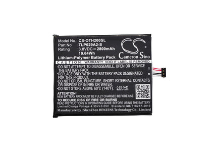 Replacement Battery for TCL  AM-H200 – Mobile, SmartPhone – 2800mAh / 10.64Wh / 3.8V