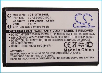 Replacement Battery for Alcatel  OT-I650 – Mobile, SmartPhone – 1050mAh/3.88Wh / 3.7V