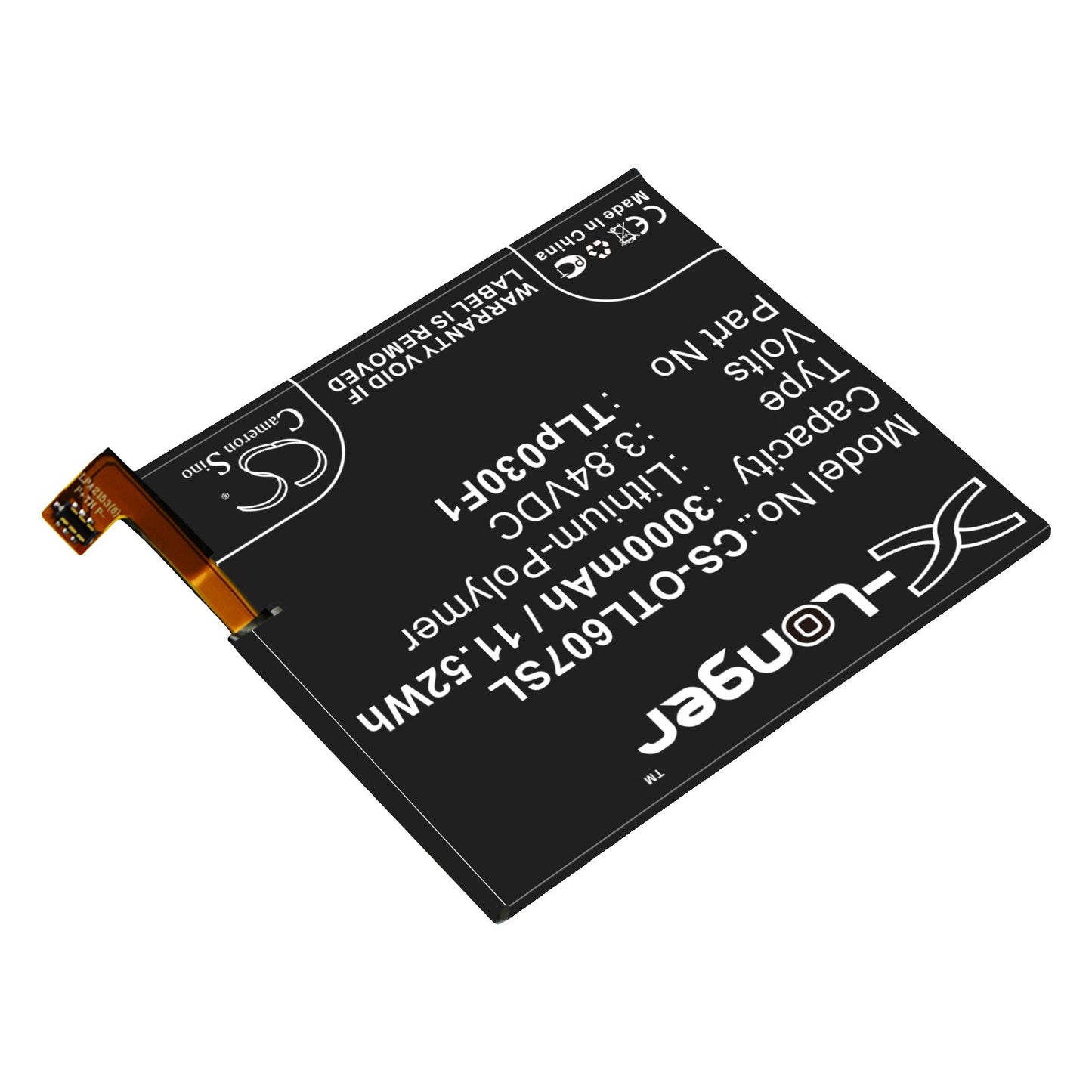 Replacement Battery for Alcatel  Idol 4 Pro – Mobile, SmartPhone – 3000mAh / 11.52Wh / 3.84V