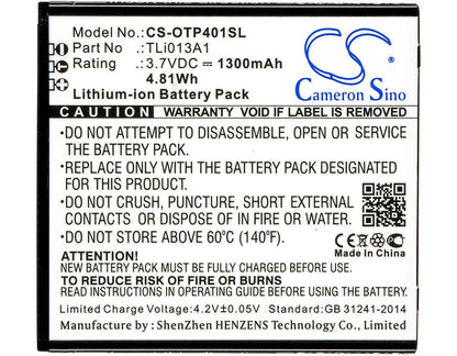 Replacement Battery for Alcatel  One Touch Pixi 4 3.5 – Mobile, SmartPhone – 1300mAh / 4.81Wh / 3.7V