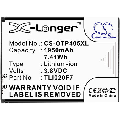 Replacement Battery for Alcatel  One Touch 4 5.0 – Mobile, SmartPhone – 1950mAh / 7.41Wh / 3.8V