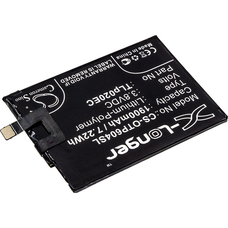 Replacement Battery for Alcatel  One Touch Pop Up – Mobile, SmartPhone – 1900mAh / 7.22Wh / 3.8V