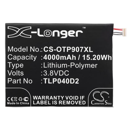 Replacement Battery for Alcatel  9007T – Mobile, SmartPhone – 4000mAh / 15.20Wh / 3.8V