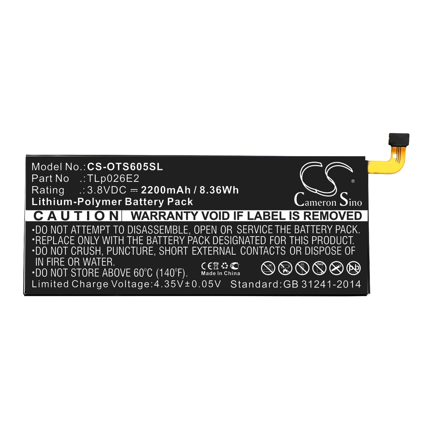 Replacement Battery for Alcatel  Idol 4 Dual Sim – Mobile, SmartPhone – 2200mAh / 8.36Wh / 3.8V