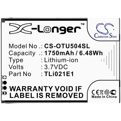 Replacement Battery for Alcatel  OT-5047U – Mobile, SmartPhone – 1750mAh / 6.48Wh / 3.7V