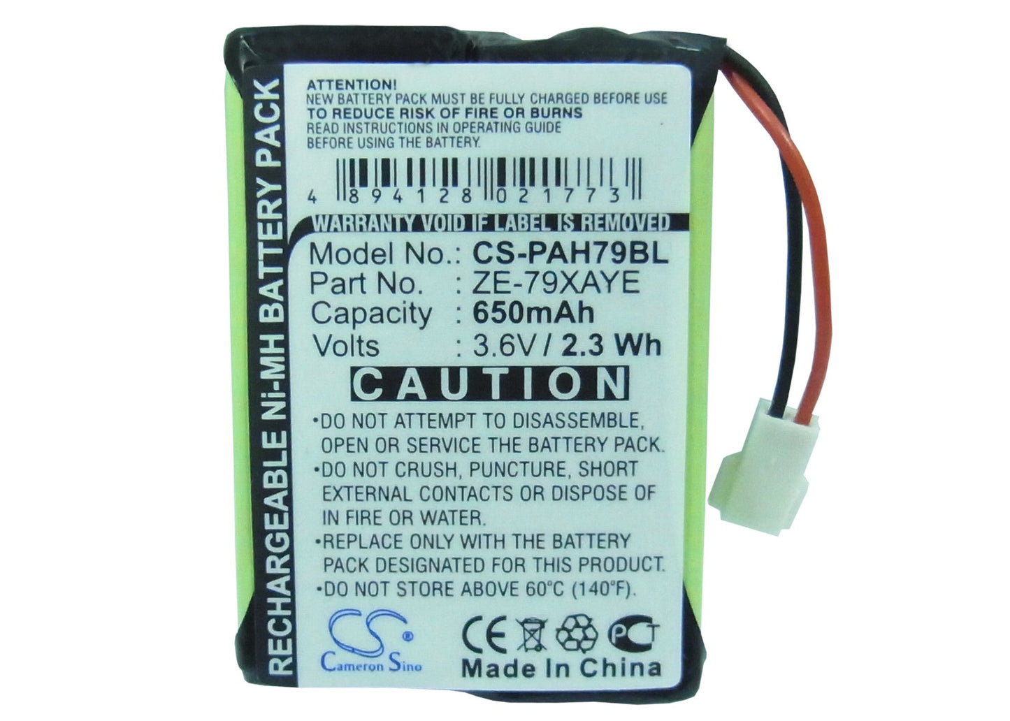Replacement Battery for Panasonic  Handheld ZE-79 – Barcode Scanner – 650mAh/2.34Wh / 3.6V