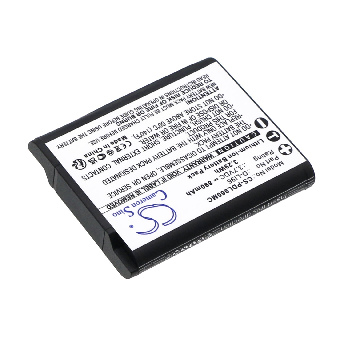 Replacement Battery for Pentax  WG-1000 – Camera – 890mAh / 3.29Wh / 3.7V