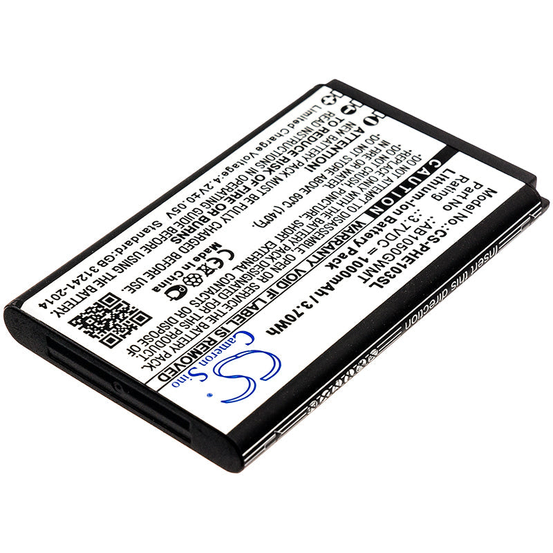 Replacement Battery for Philips  E103 – Mobile, SmartPhone – 1000mAh / 3.70Wh / 3.7V