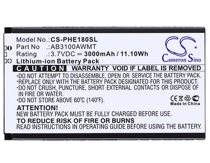 Replacement Battery for Philips  CTE180BK – Mobile, SmartPhone – 3000mAh / 11.10Wh / 3.7V