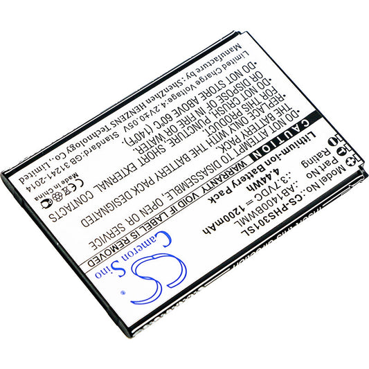 Replacement Battery for Philips  S301 – Mobile, SmartPhone – 1200mAh / 4.44Wh / 3.7V